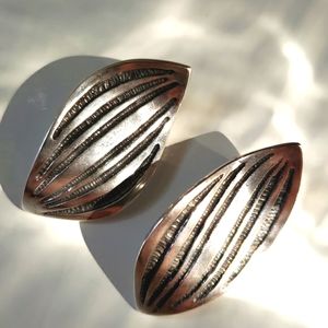 David Anderson signed sterling earrings, leaf motif, 50ies